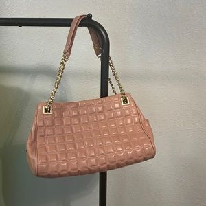 Antonio Melani Leather Mauve Pink Shoulder Bag with Gold chain